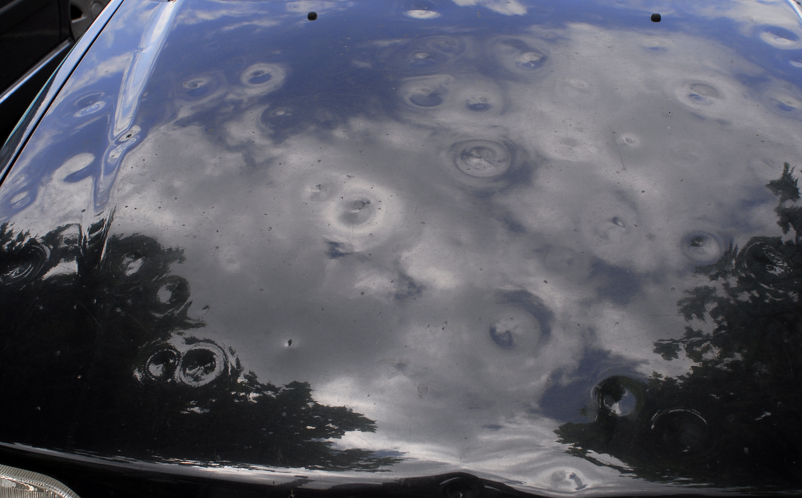 Car damaged by hail stones